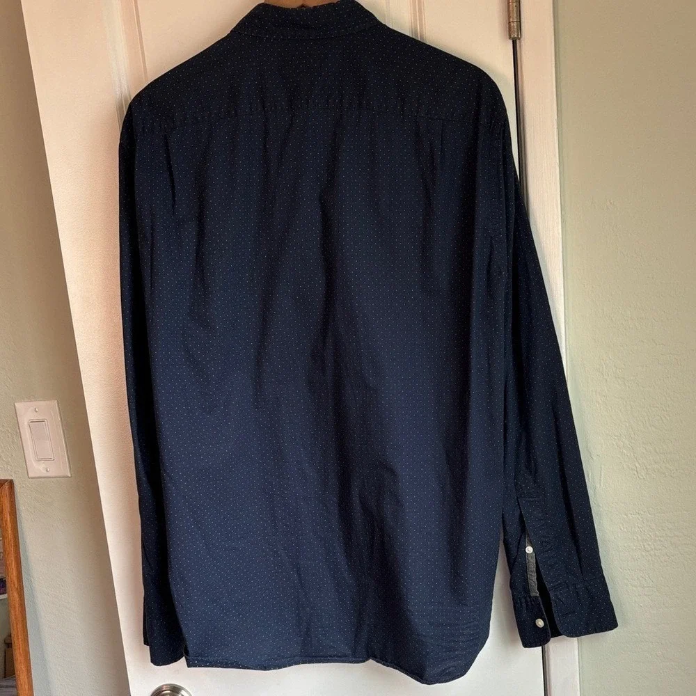 J.Crew Navy Micro-Dot Cotton Button-Up Shirt‎ Men's XL